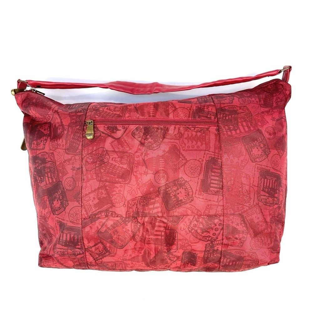 Samantha Brown Red Travel Weekender Tote Bag Carry On Places Print 23" - Picture 2 of 12